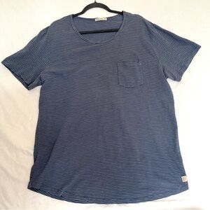 Marine Layer Men's Blue Striped Shirt L/XL Chest Pocket Short Sleeve Lightweight